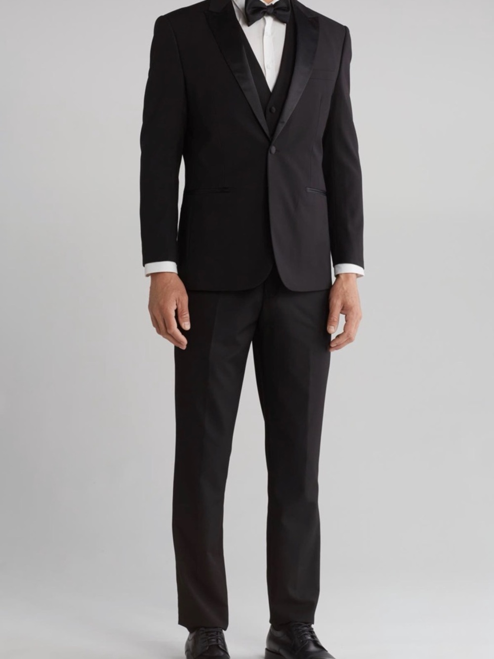 Black Men's Satin Lapel Tuxedo Jacket & Trousers